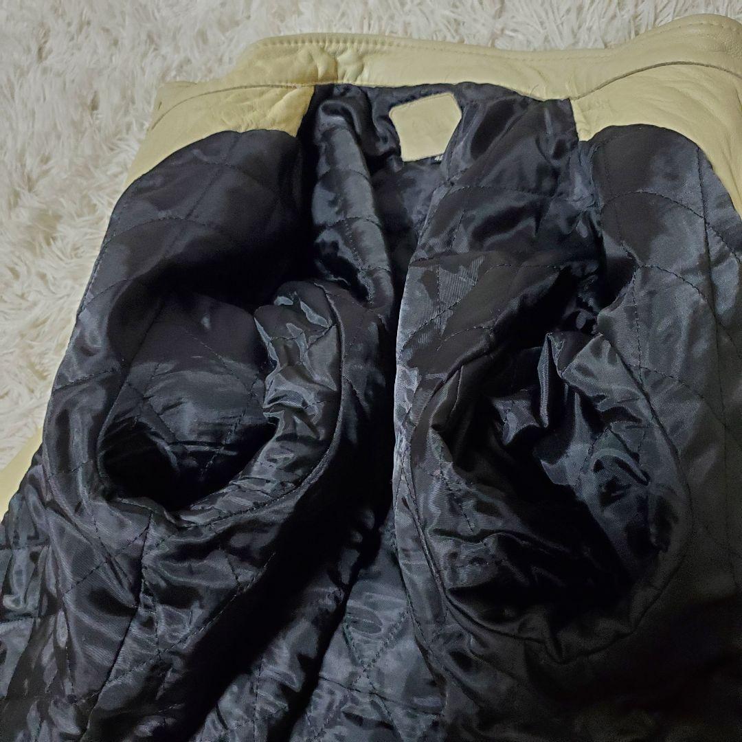 美品 Glitter シングルライダース 本革 アイボリー 42