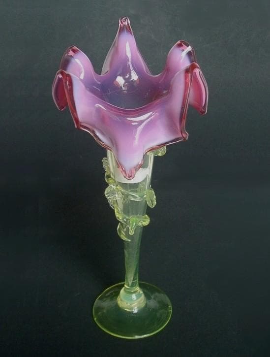 ★G1703★ アンティーク ウランガラス　花瓶　花器　ヨーロッパ