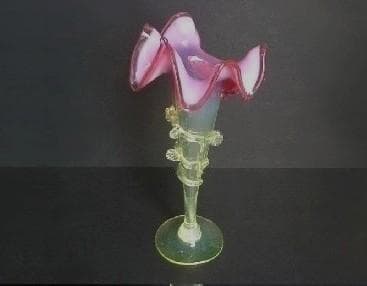 ★G1703★ アンティーク ウランガラス　花瓶　花器　ヨーロッパ