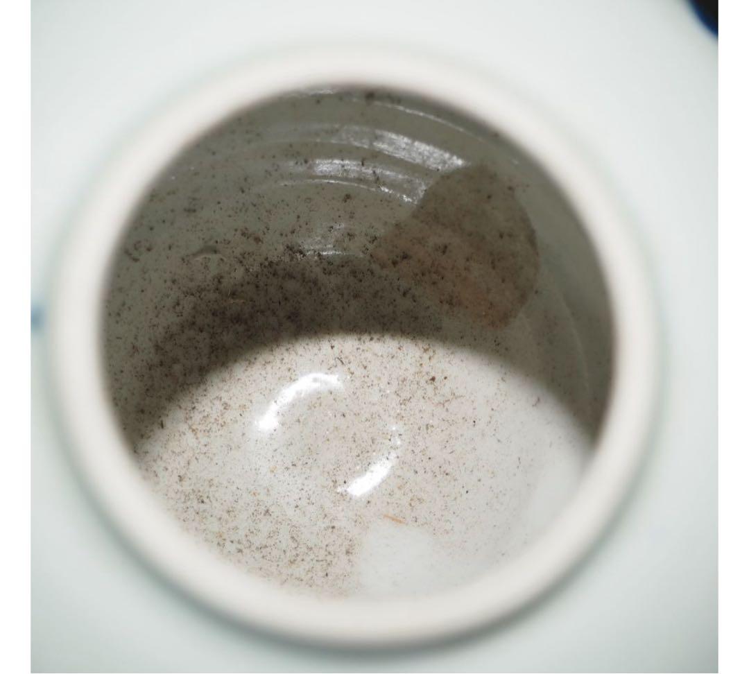 送料無料　旧家蔵出　江戸時代　山水高士図壺　木箱付