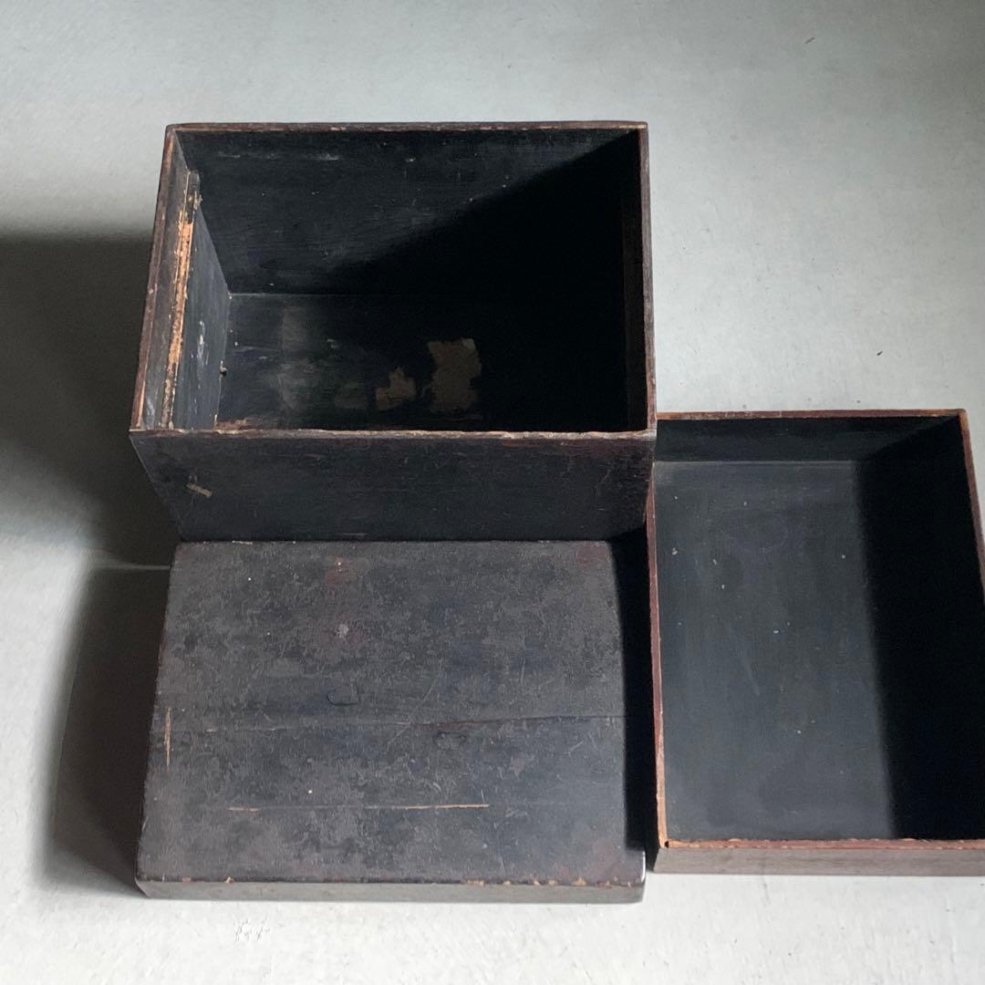 日本の古道具 古い 木箱 塗りの箱 古道具 アンティーク オブジェ