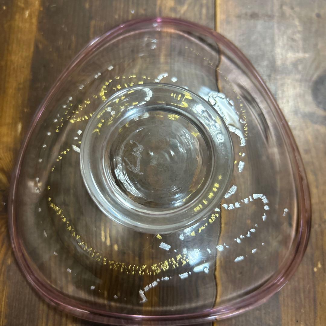 作家　ガラス作家　脚付皿　金彩銀彩　吹きガラス　刻印あり　作家物