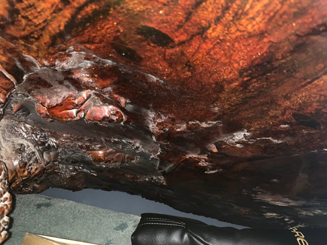 自然な形状の茶色い座卓　花梨