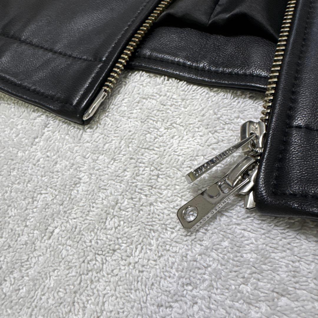 ユナイテッド東京 希少なサイズ4【XL】 ノーカラーシングルライダース