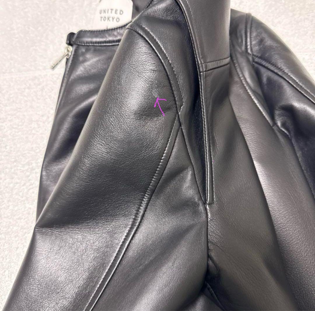 ユナイテッド東京 希少なサイズ4【XL】 ノーカラーシングルライダース