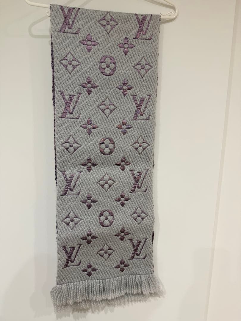 Louis Vuitton モノグラムマフラー グレー/パープル