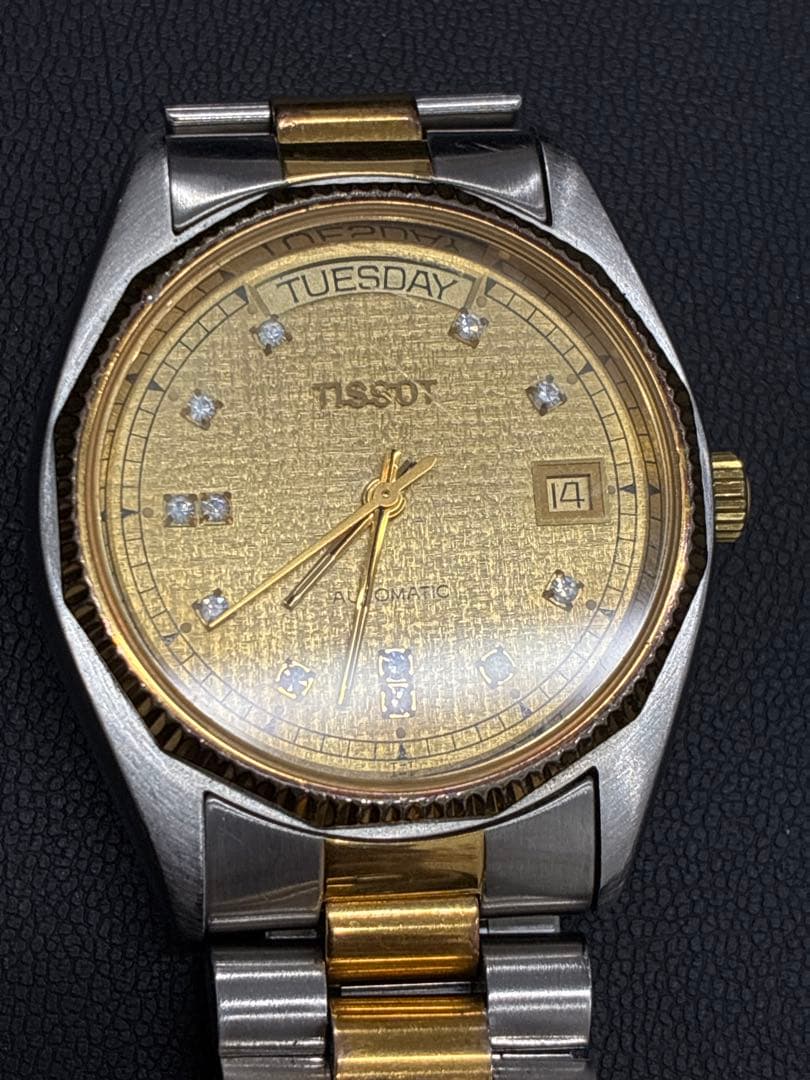 TISSOT ティソ デイデイト 自動巻き メンズ腕時計 コンビ ダイヤ文字盤
