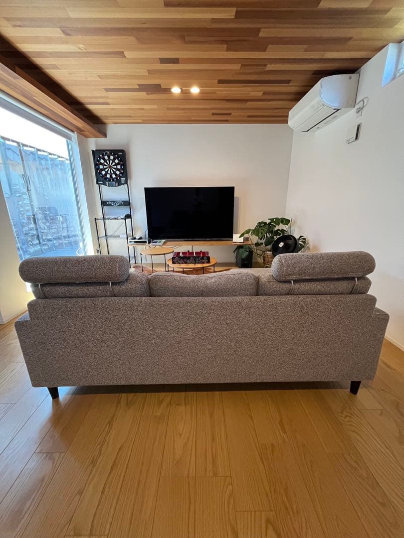 3人掛けカウチソファ ヘッドレスト付 レイアウト自由【引取り限定】