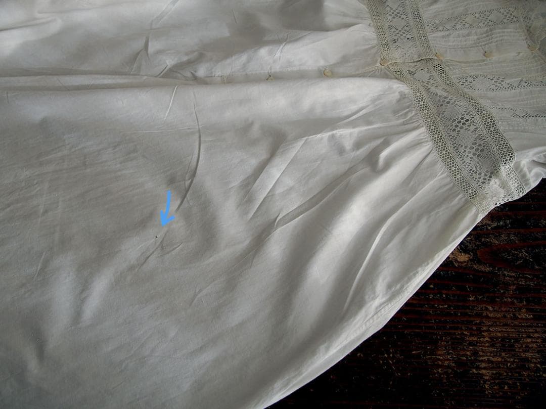 刺繍レースとシェルボタンの部屋着 ナイティ時代衣装 丈111cm /K379