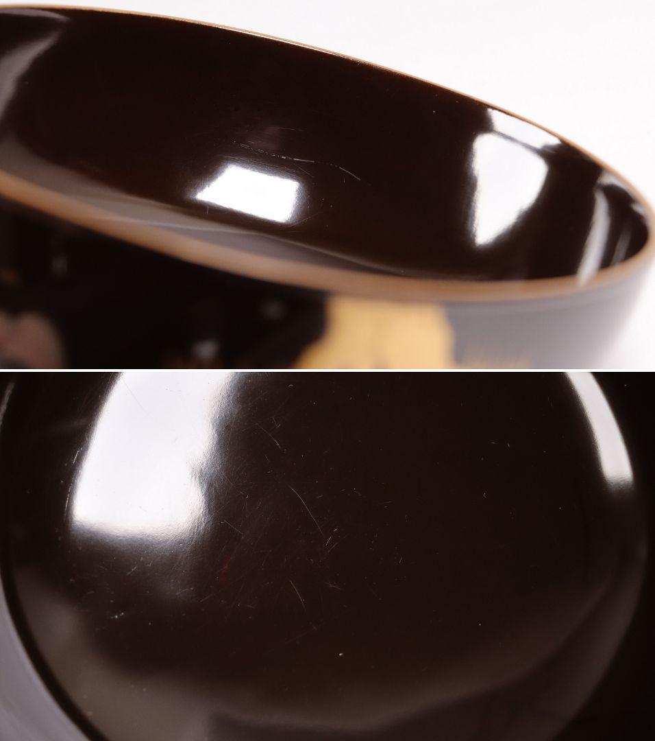 CG79 時代輪島塗 梅金蒔絵 金縁 黒塗椀 五客 木製漆器 / 懐石煮物吸物