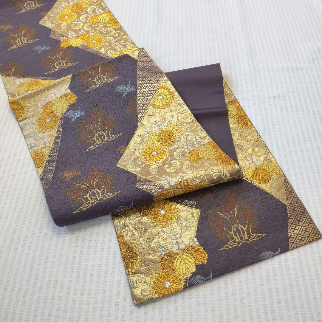 【袋帯】灰紫の気品＊有職文様がずらり並ぶ“雅の世界｜裂取り｜440cm