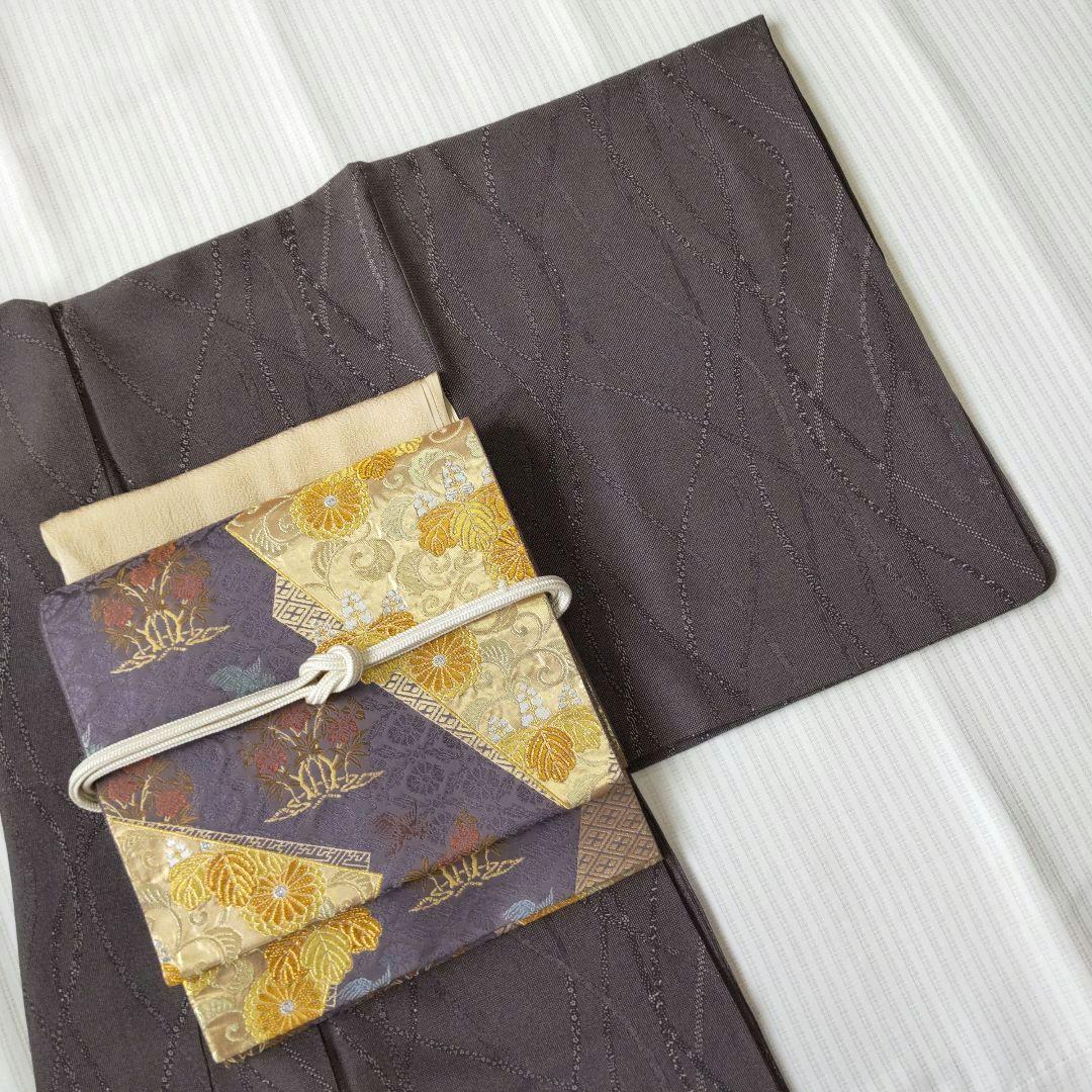 【袋帯】灰紫の気品＊有職文様がずらり並ぶ“雅の世界｜裂取り｜440cm