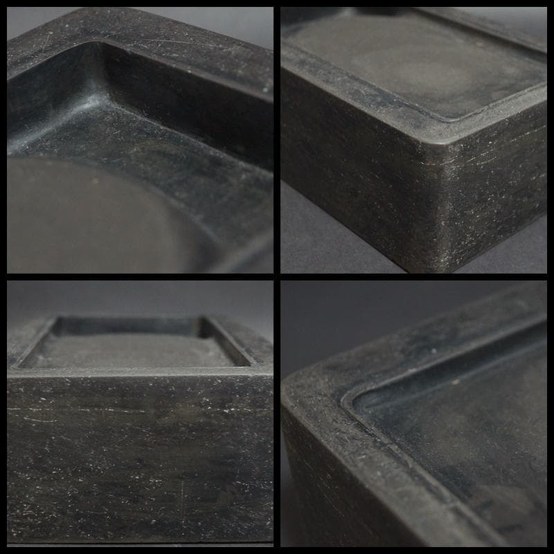 文房至宝 清大型古端渓硯(六石眼)重5.4kg 古玉筆/李朝水滴/古銅製梅文筆置