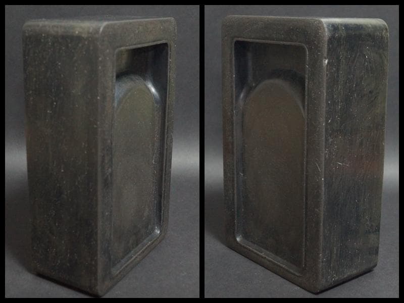 文房至宝 清大型古端渓硯(六石眼)重5.4kg 古玉筆/李朝水滴/古銅製梅文筆置