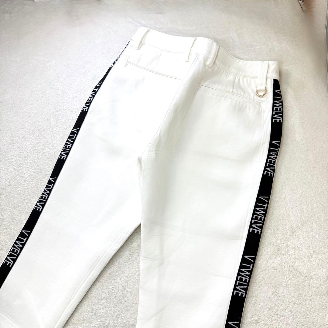 V12 ダンボールニット ストレッチ サイドロゴ スウェットリブ ゴルフパンツM