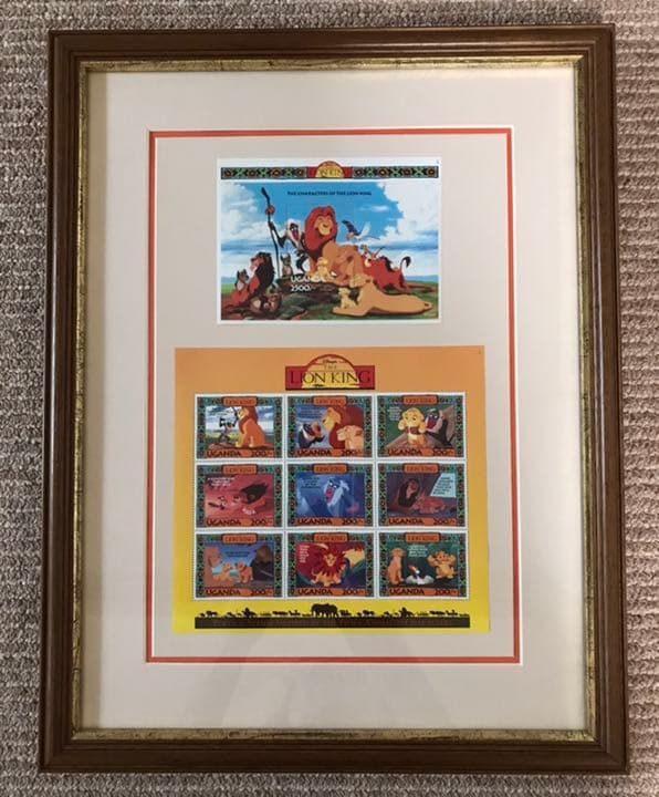 ディズニー「ライオン・キング」額縁入り　外国切手