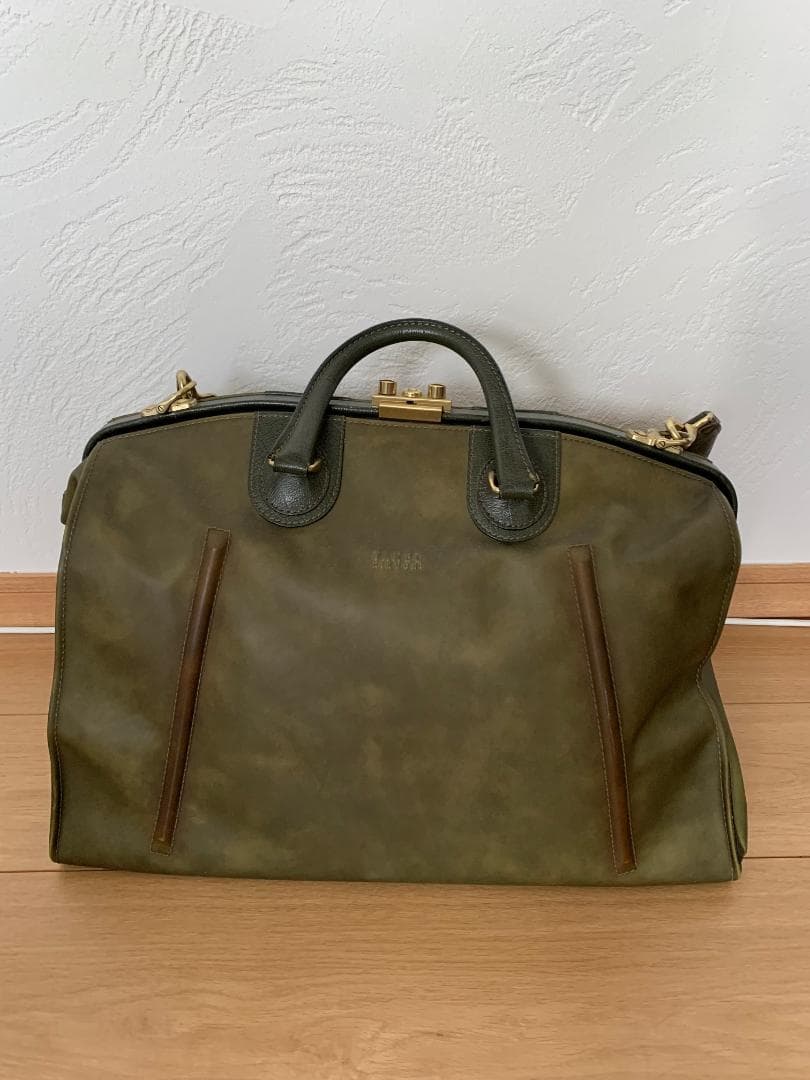 オリーブグリーン レザーボストンバッグ