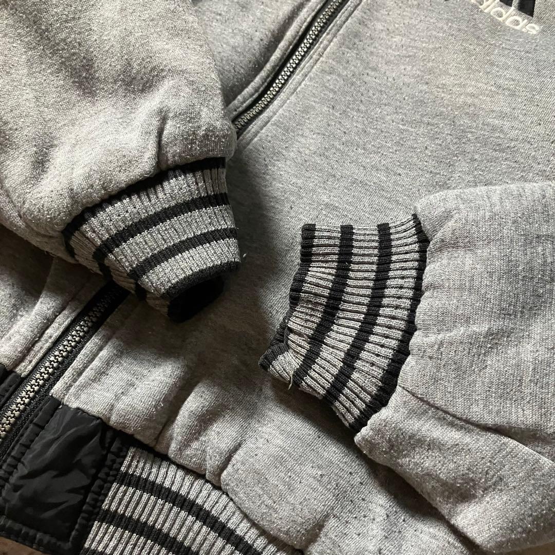 00sadidasリバーシブル刺繍ナイロンスウェットパーカーパフォーマンスロゴ黒