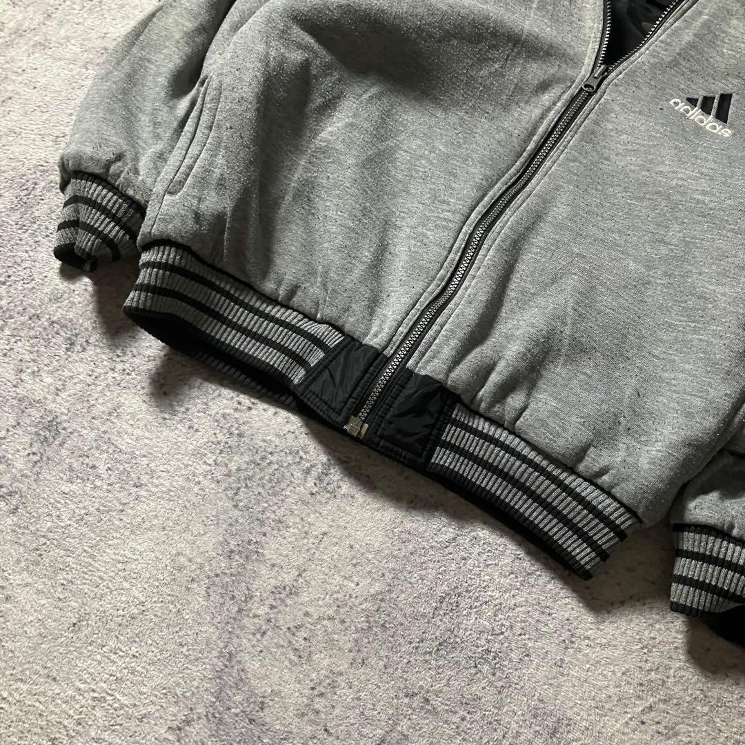 00sadidasリバーシブル刺繍ナイロンスウェットパーカーパフォーマンスロゴ黒