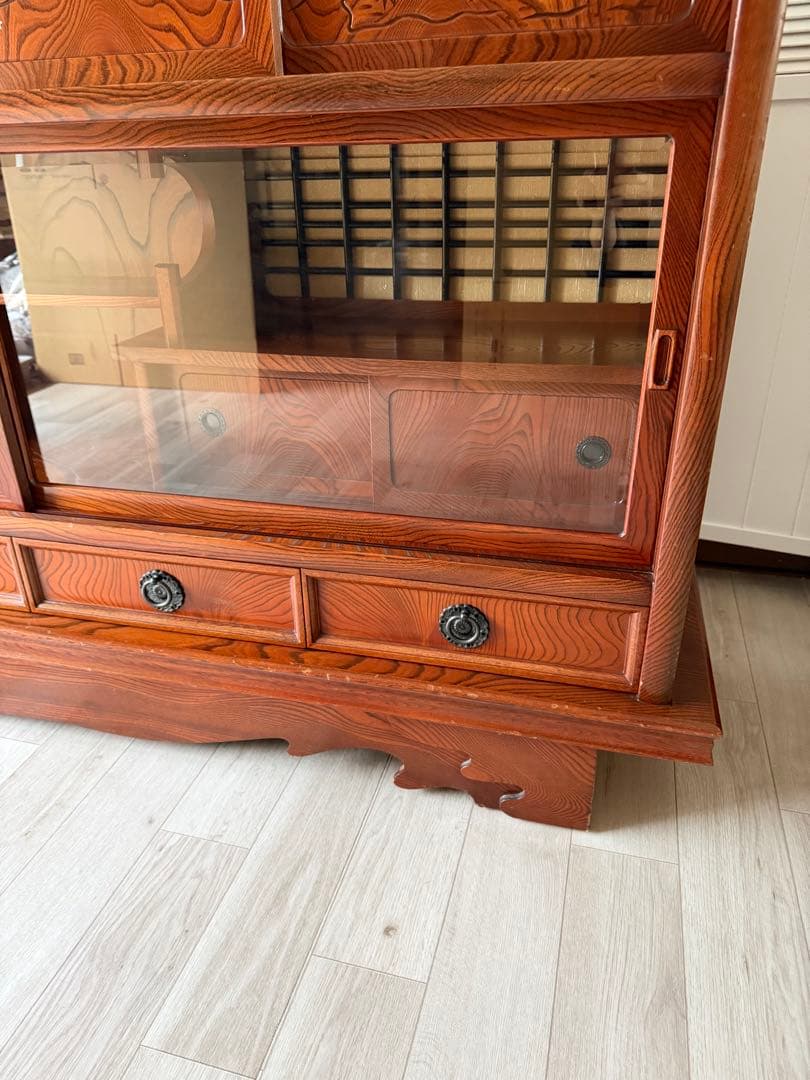 最終値下げ! 欅材 レトロ茶箪笥 水箪笥 古家具 昭和 アンティーク 収納棚