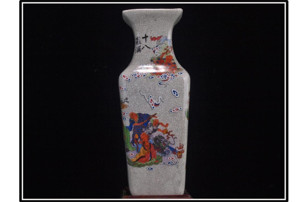 中国 清時代　在銘手描き花瓶 美術品　激安骨董品 DE997B14-1