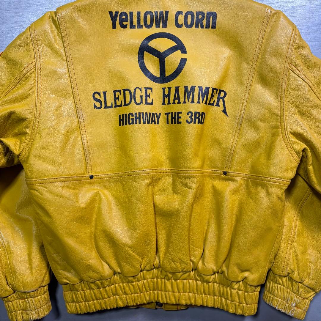 YELLOW CORN ライダースジャケット　牛革　本革　オールレザー　黄色　L