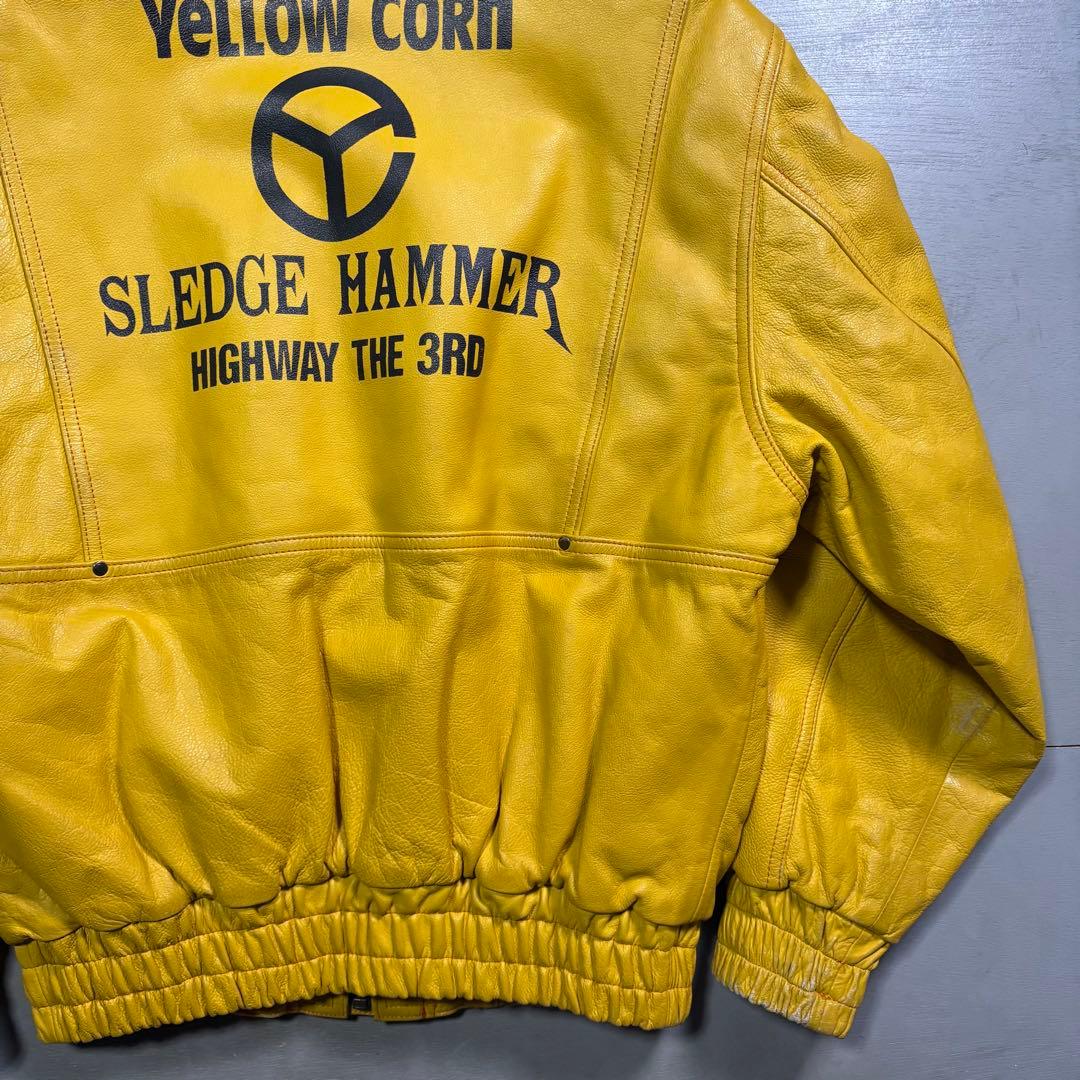 YELLOW CORN ライダースジャケット　牛革　本革　オールレザー　黄色　L
