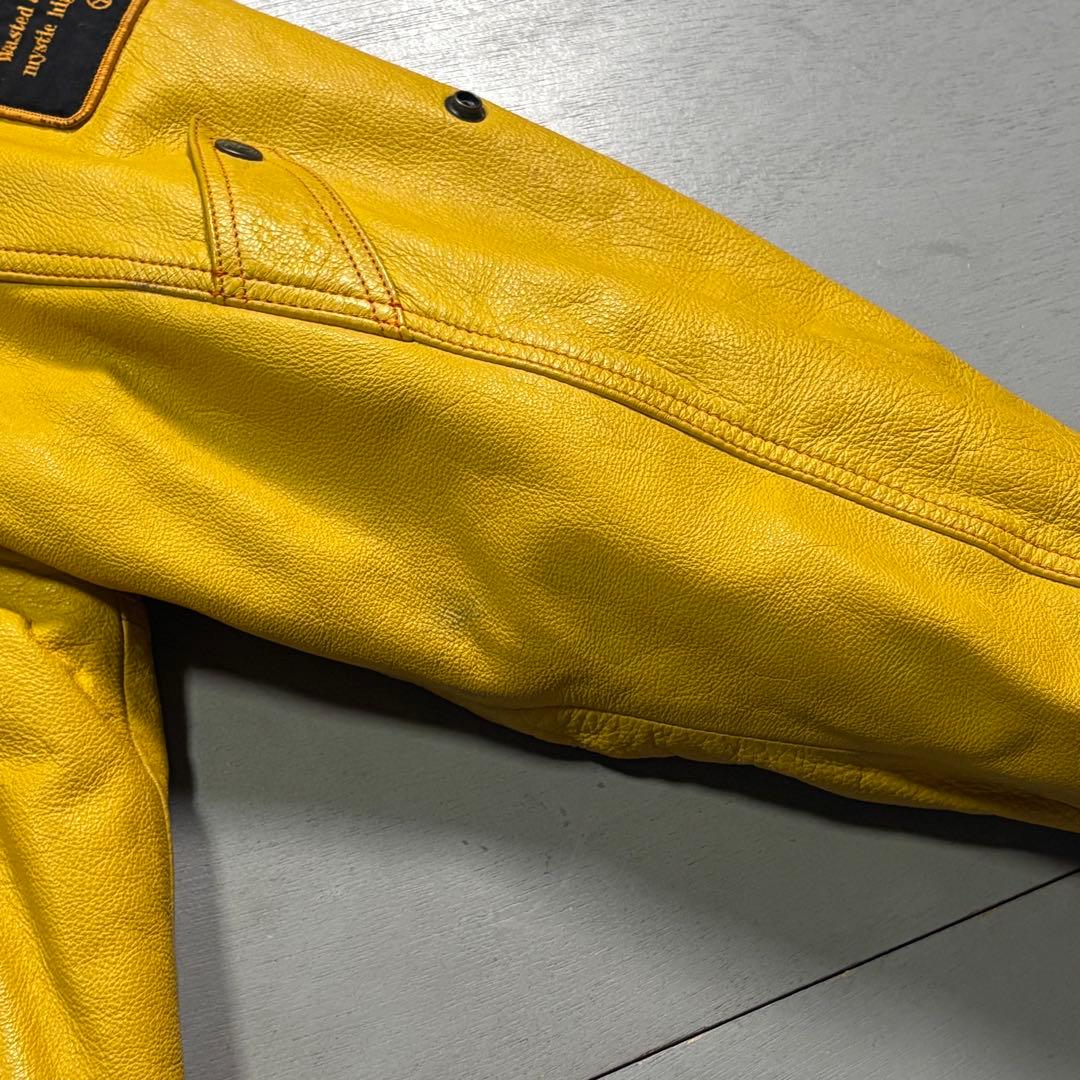 YELLOW CORN ライダースジャケット　牛革　本革　オールレザー　黄色　L