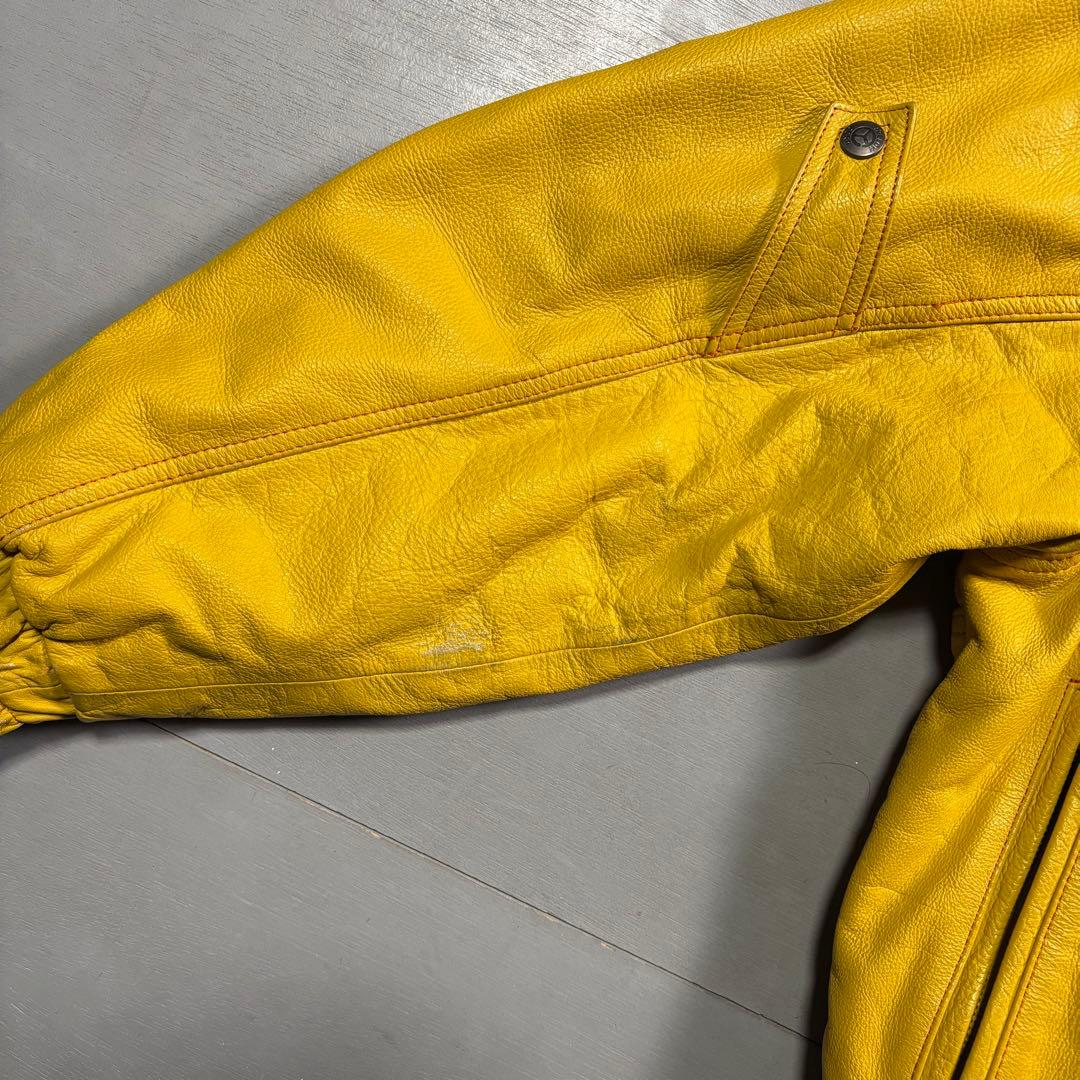 YELLOW CORN ライダースジャケット　牛革　本革　オールレザー　黄色　L