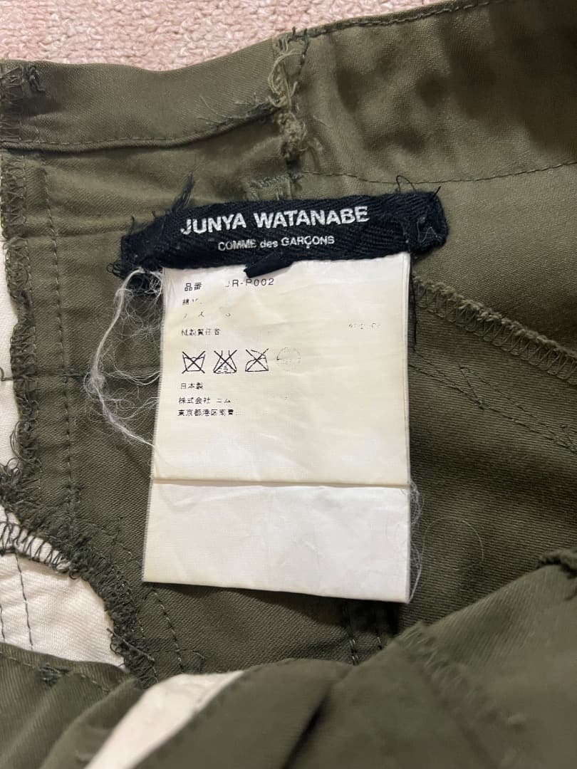 オリーブ パッチワーク カーゴパンツ