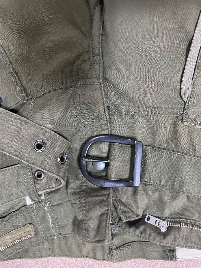 オリーブ パッチワーク カーゴパンツ