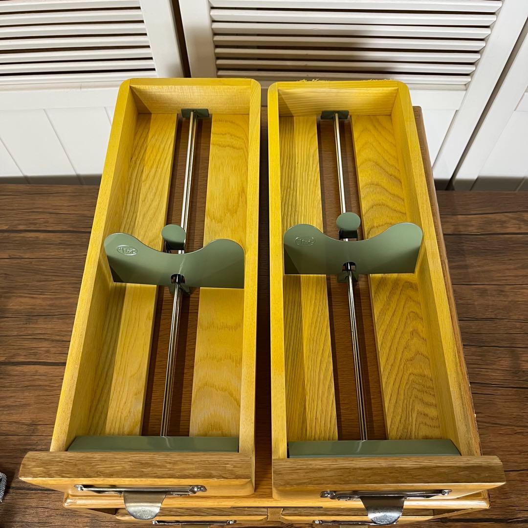 【希少】ヴィンテージ　図書館　カード棚　木製引き出し　ドロワー 4段