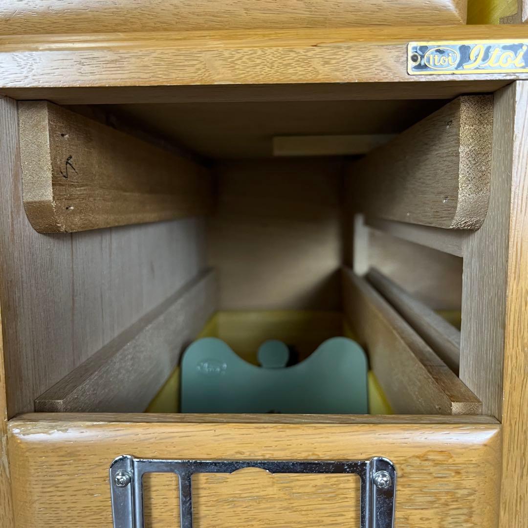 【希少】ヴィンテージ　図書館　カード棚　木製引き出し　ドロワー 4段