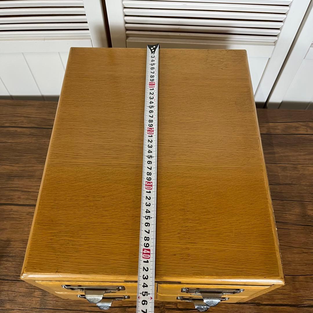 【希少】ヴィンテージ　図書館　カード棚　木製引き出し　ドロワー 4段