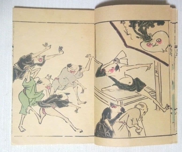 鳥羽絵扇の的3巻合本（色刷り版画本)竹原信繁画、享保5年