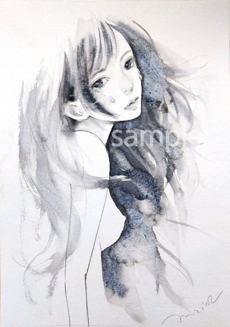 肉筆原画　水彩画　絵画　ドローイング　オリジナル