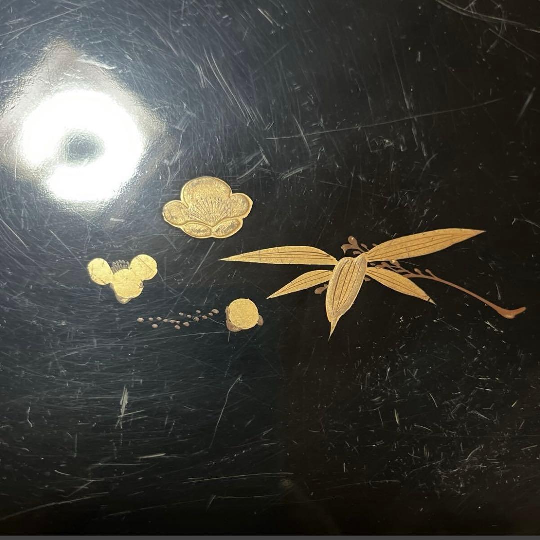 蔵出し品　松竹梅　懐石　漆器盆　会席　沈金？　２０枚　 黒塗 会席膳　奥有馬