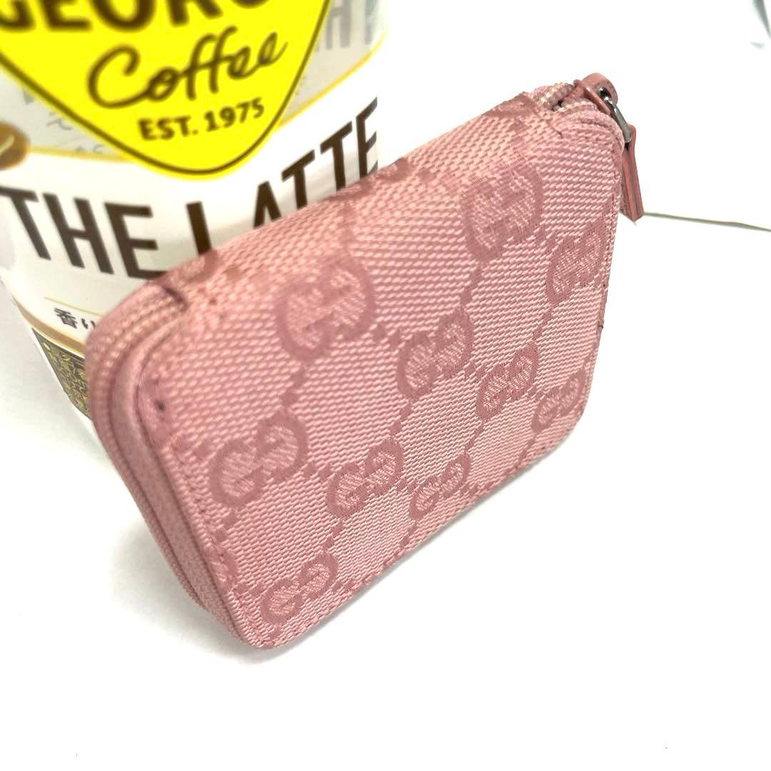 新品　グッチ GUCCI ケース 小銭入れ ピンク GG キャンバス 本革