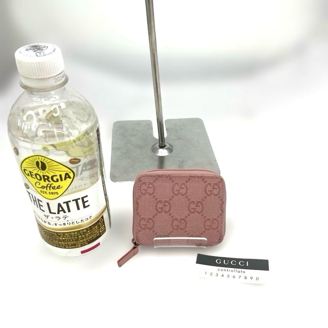 新品　グッチ GUCCI ケース 小銭入れ ピンク GG キャンバス 本革