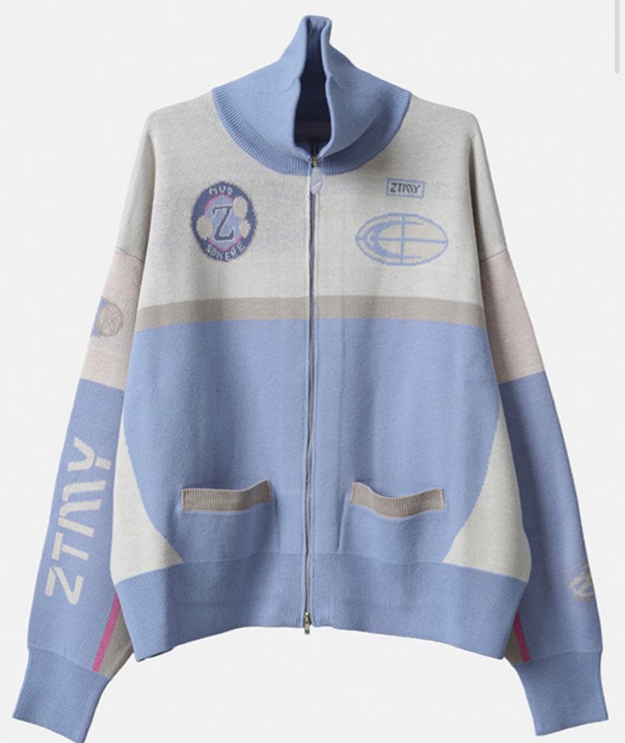 送料込み　Full Zip Knit Jersey (Milkey Blue)
