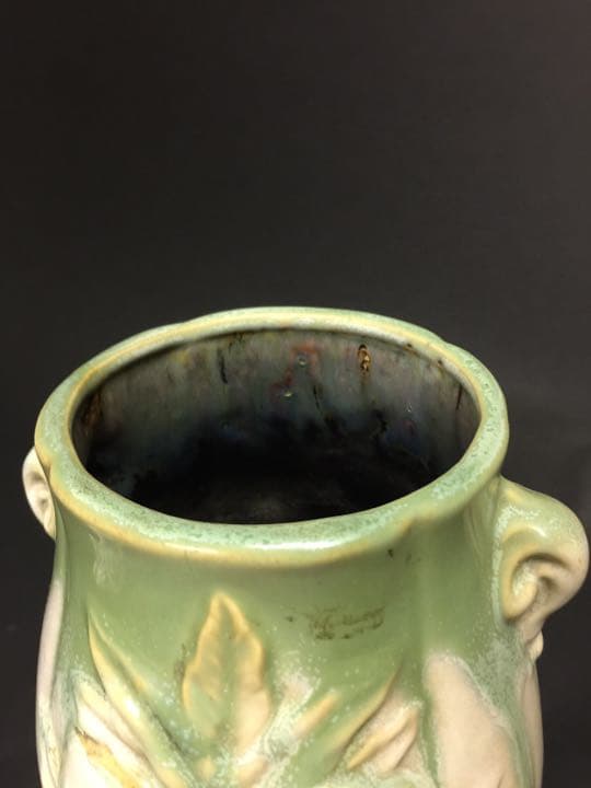 中国清时代 石湾窑 双耳瓶花瓶