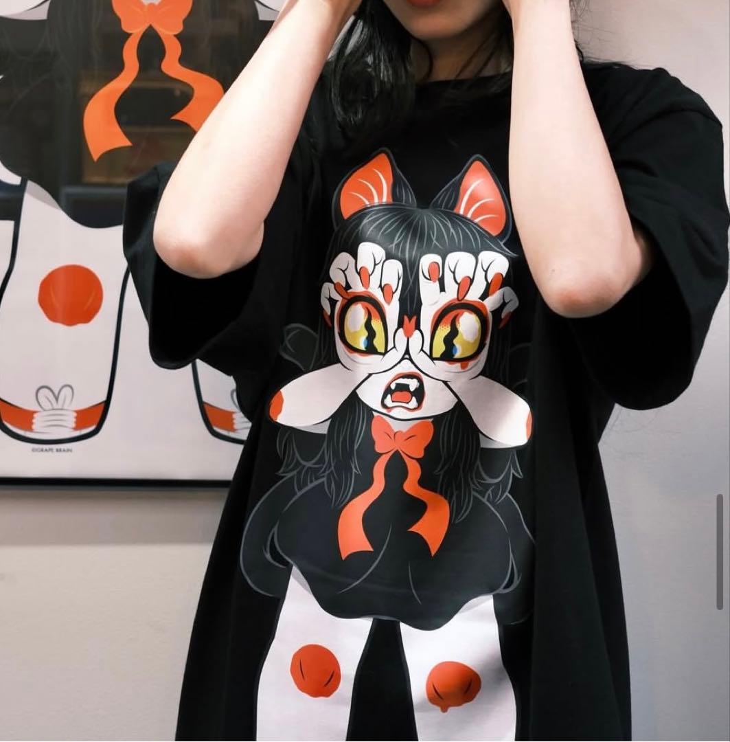 新品 GRAPE BRAIN BEAMSコラボ 戦慄！にぎるちゃん Tシャツ 黒