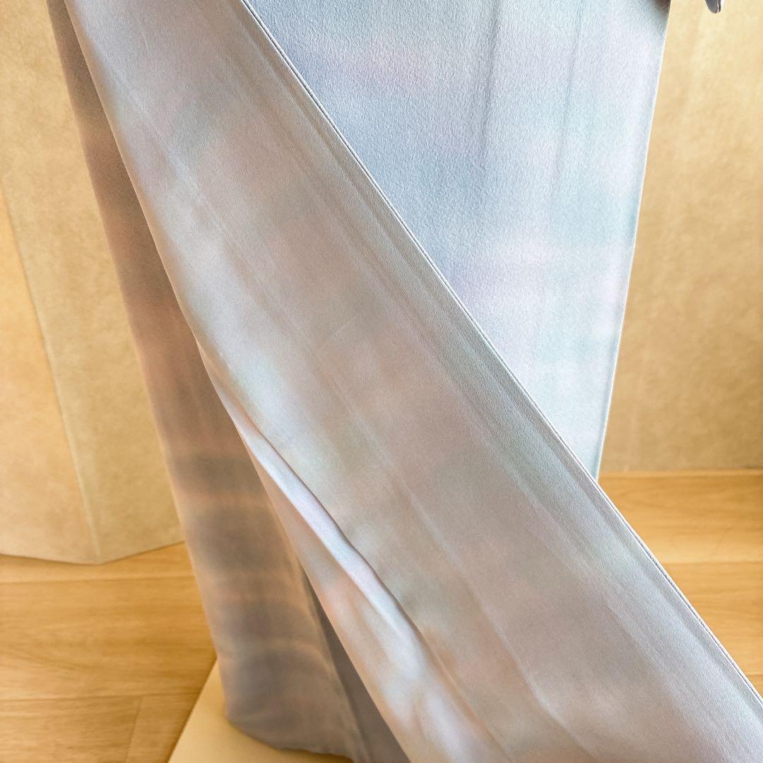色無地　フルセット　着物　正絹　グラデーション　一つ紋　アクア　J7