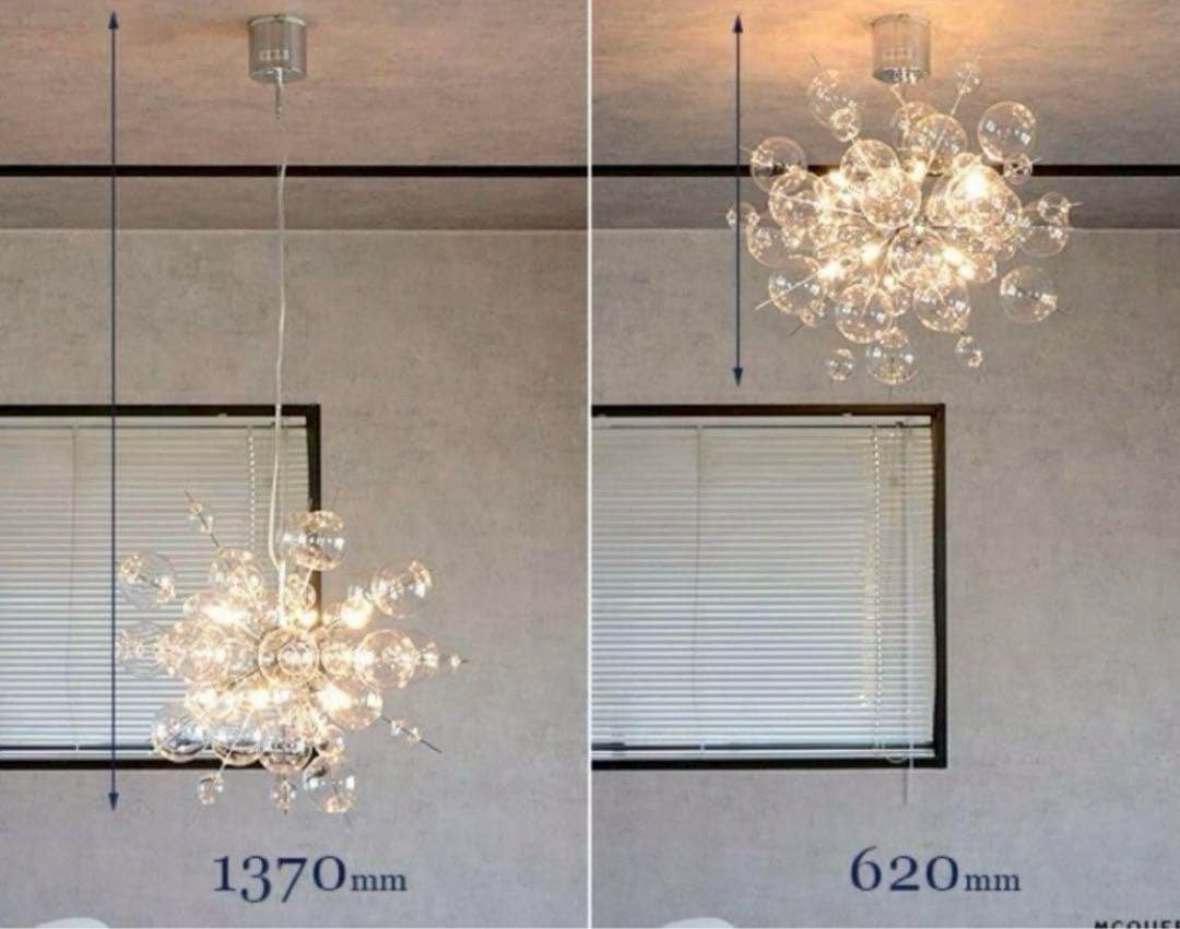 MCQUEENバブルガラスシャンデリア 照明 直径60cm 割れあり