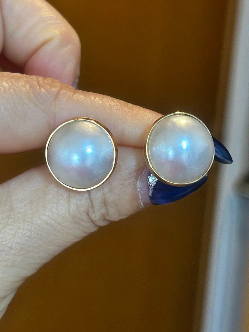 K18マベパール真珠 ドーム型ピアス