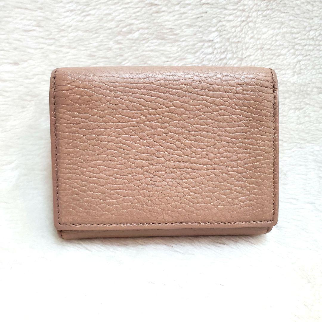 鑑定済★GUCCI　GGマーモント　三つ折り財布　ピンクベージュ系　474746