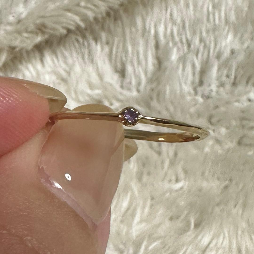 K10金ゴールドリング アネモネ　anemone アメジスト
