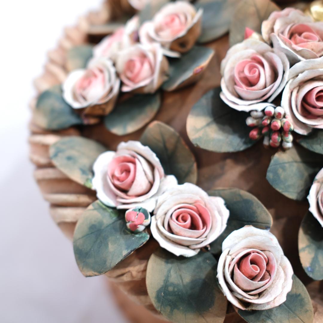 イタリア製 バラの鉢植デザインの照明ランプ