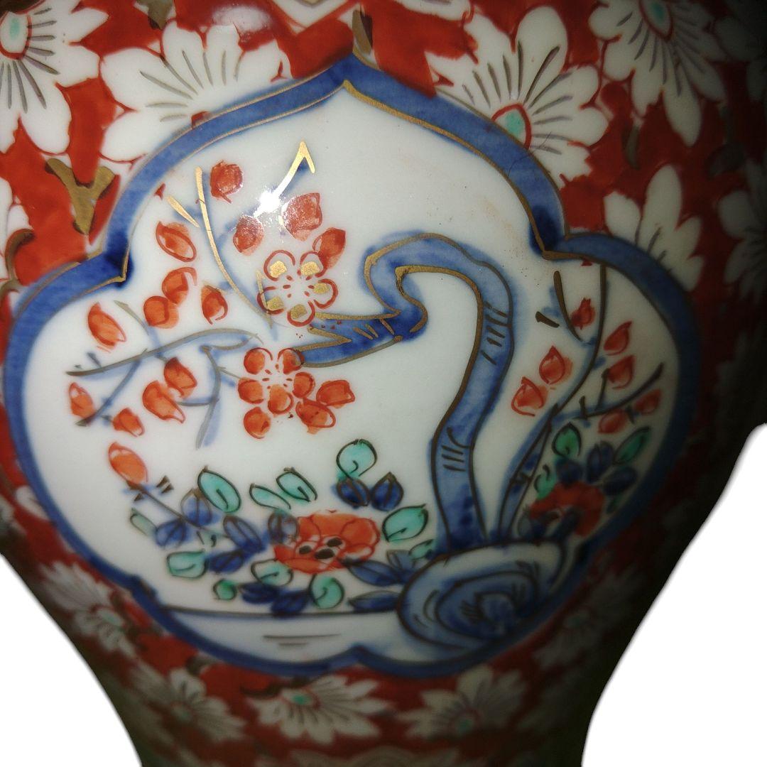 古伊万里　花柄色絵沈香壺　大明成化年製