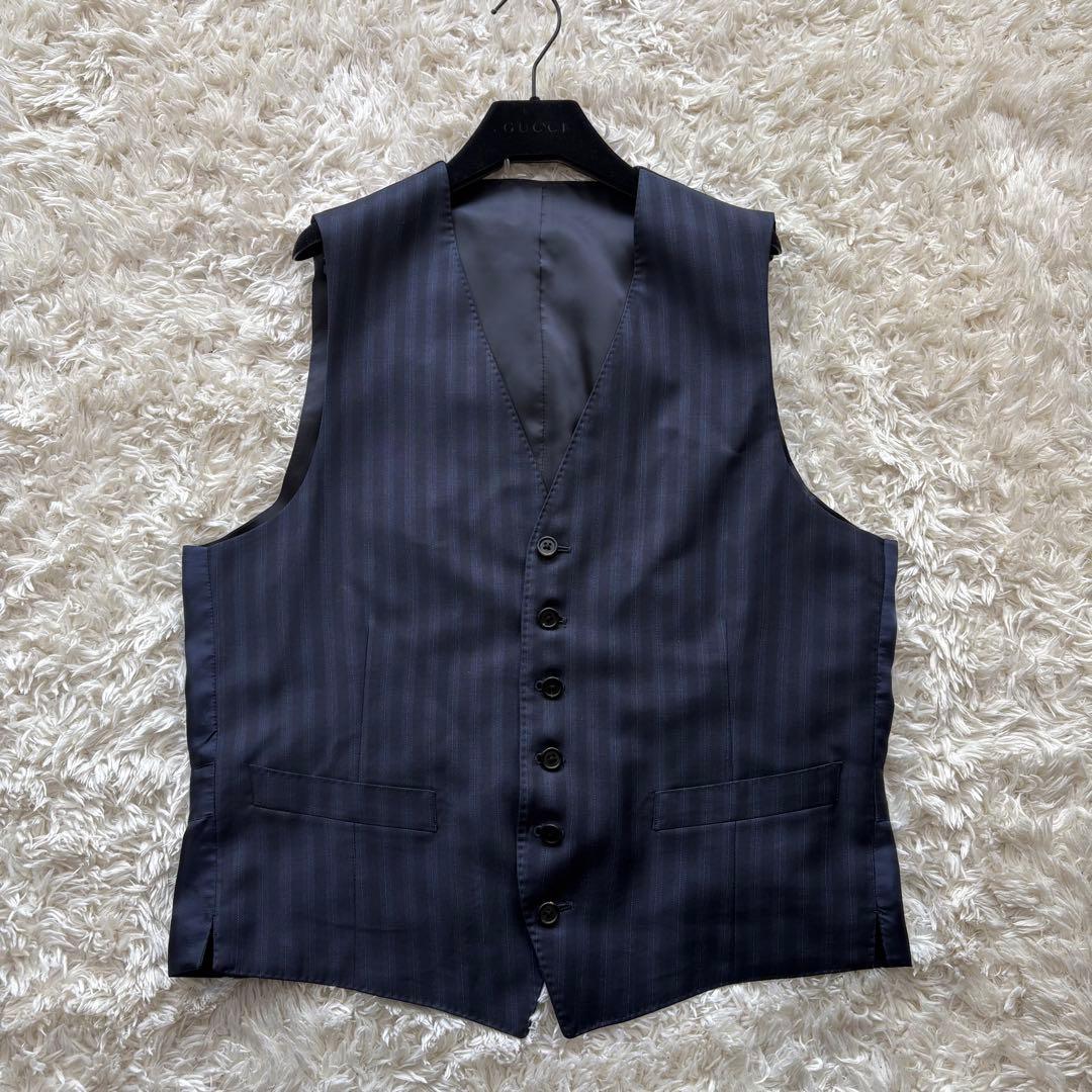 【現行タグ】美品　ポール・スミス ストライプ スーツ　ベスト　ネイビー